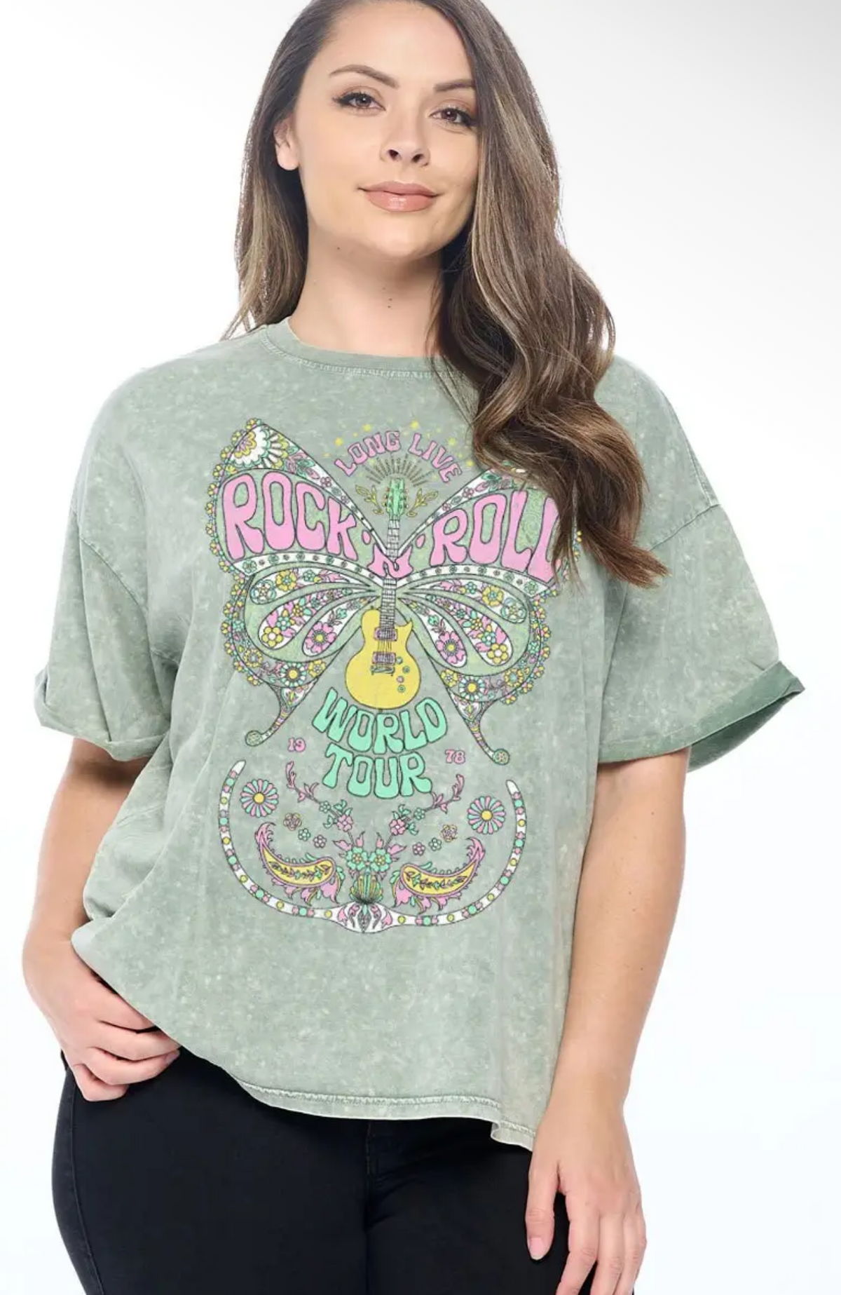 Rock and roll boxy fit tee