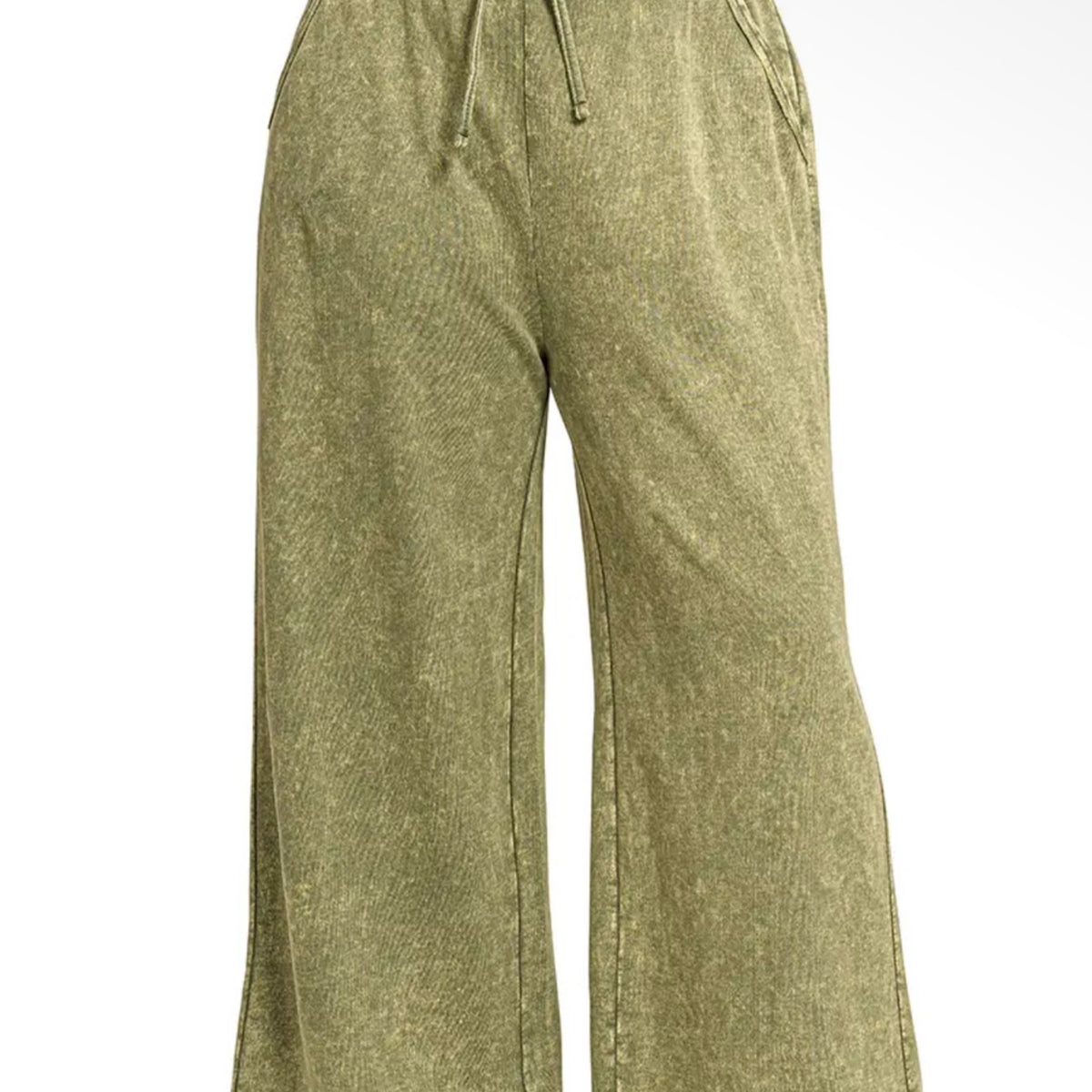 Washed French terry sweatpants w pockets zenana light olive