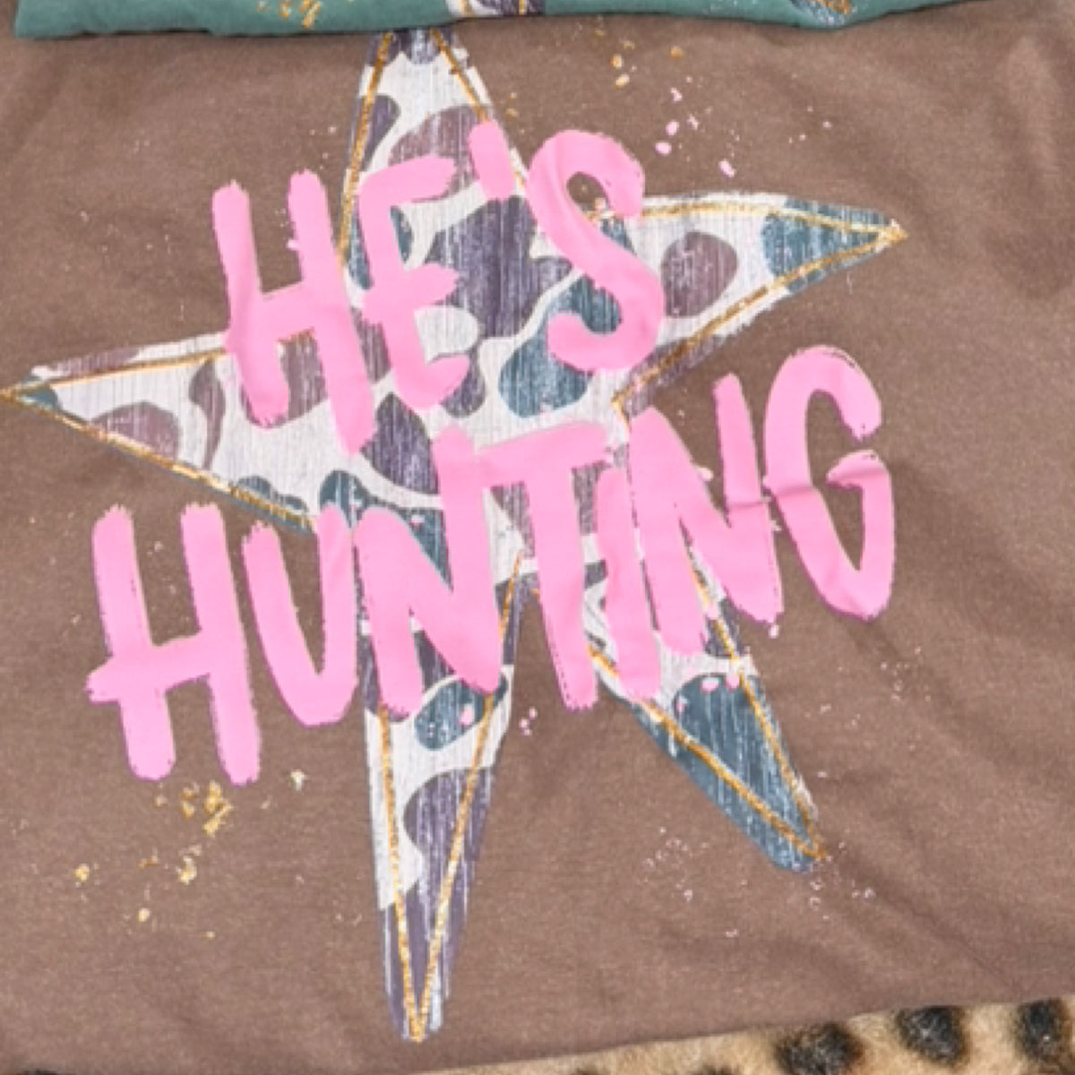 “He’s hunting” comfort color tee espresso