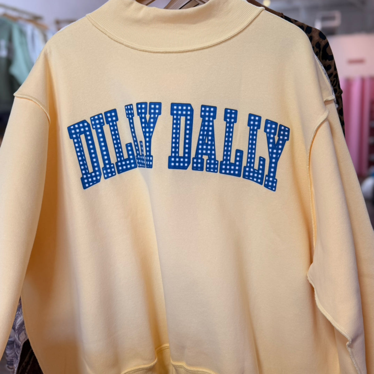 “Dilly dally” mockneck