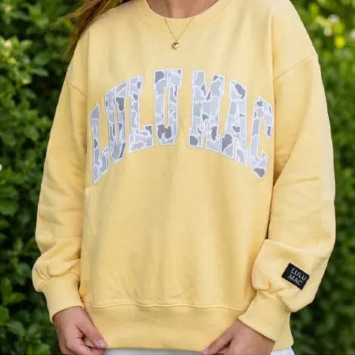 Lulu Mac butter sweatshirt camo letters