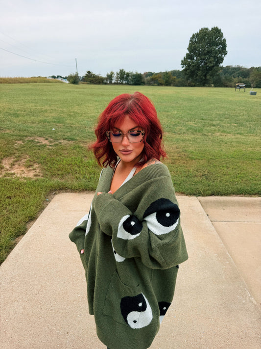 Oversized yin yang cardigan