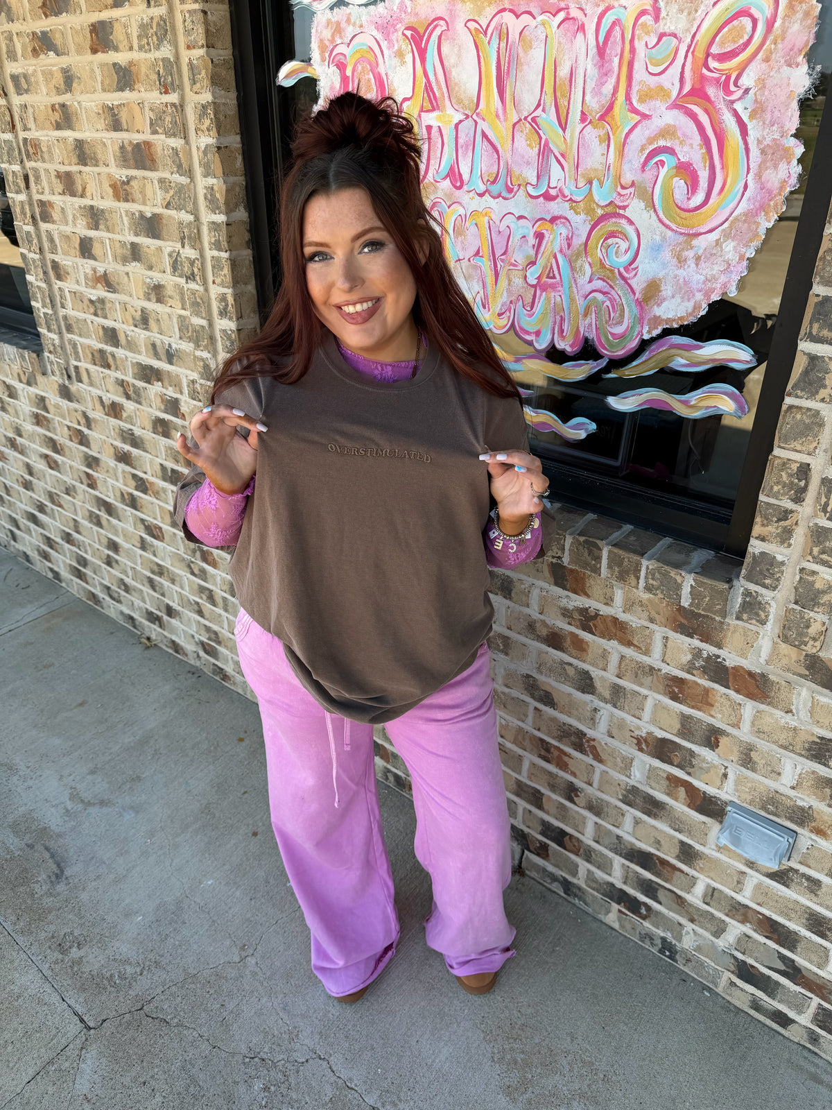Overstimulated embroidered tee comfort color