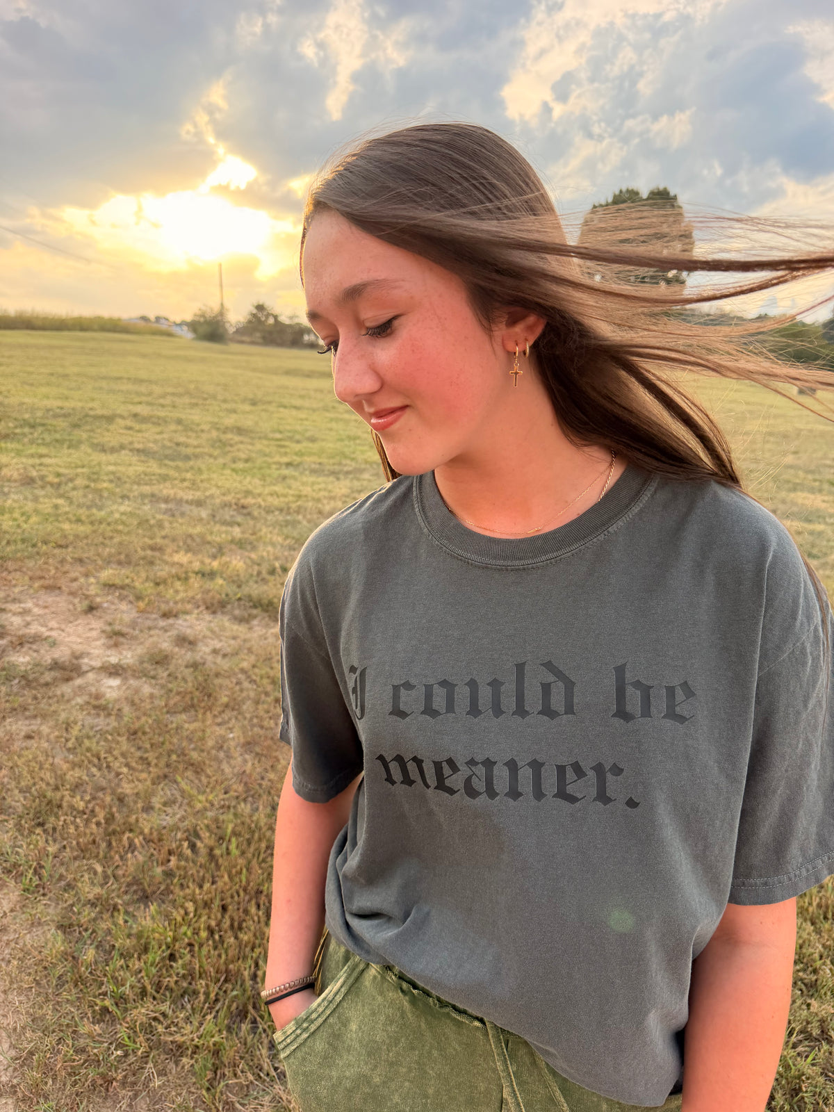 “I could be meaner” comfort color pepper tee