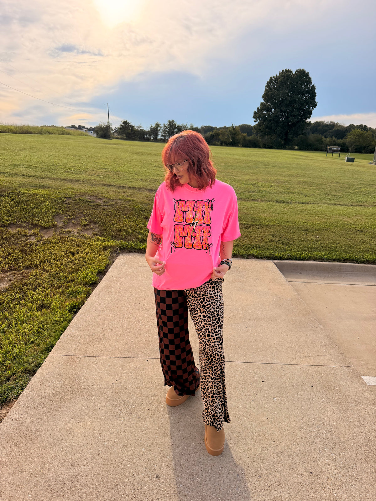 Orange flames mama tee