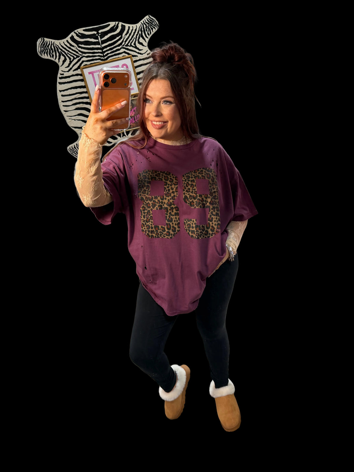 89 leopard graphic oversized seamless tee
