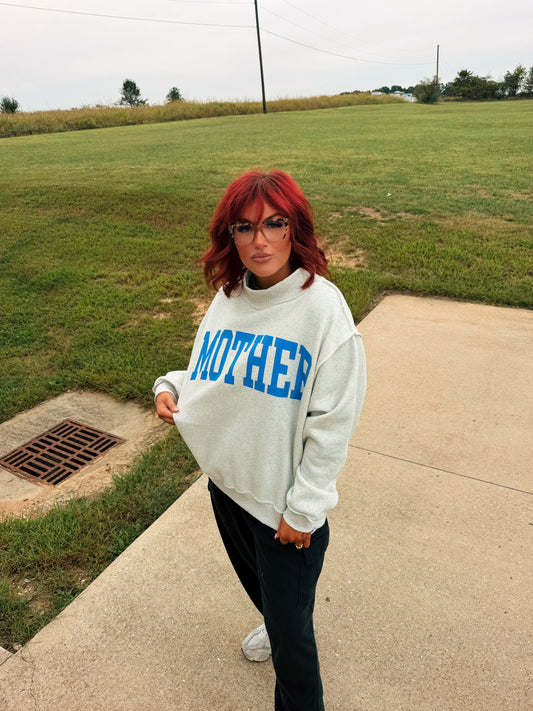 “Mother” mockneck - blue font