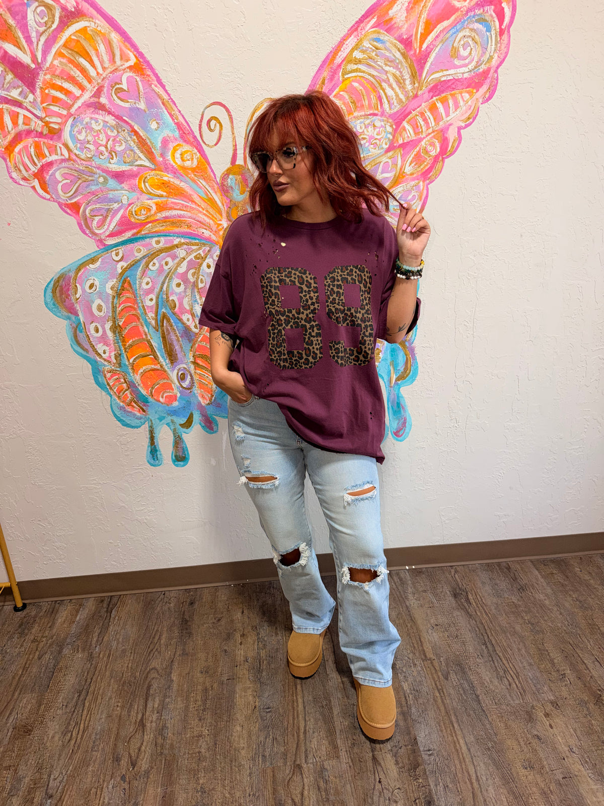 89 leopard graphic oversized seamless tee