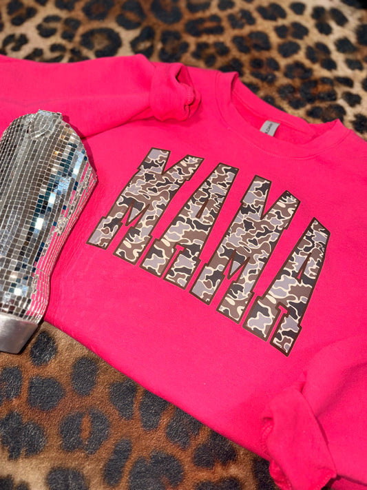 Camo mama gildan crew (sweatshirt)
