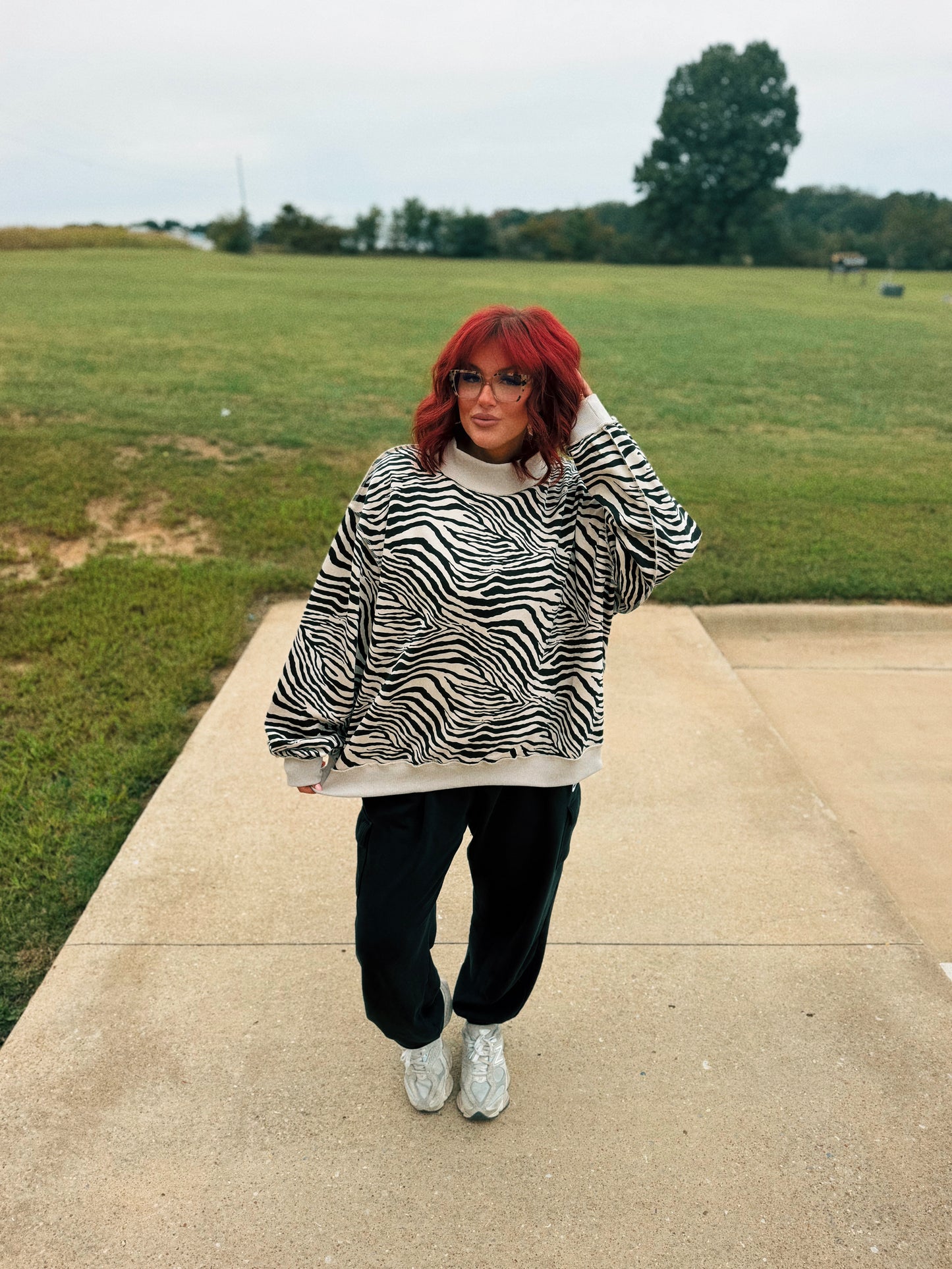 Zebra mockneck sweater