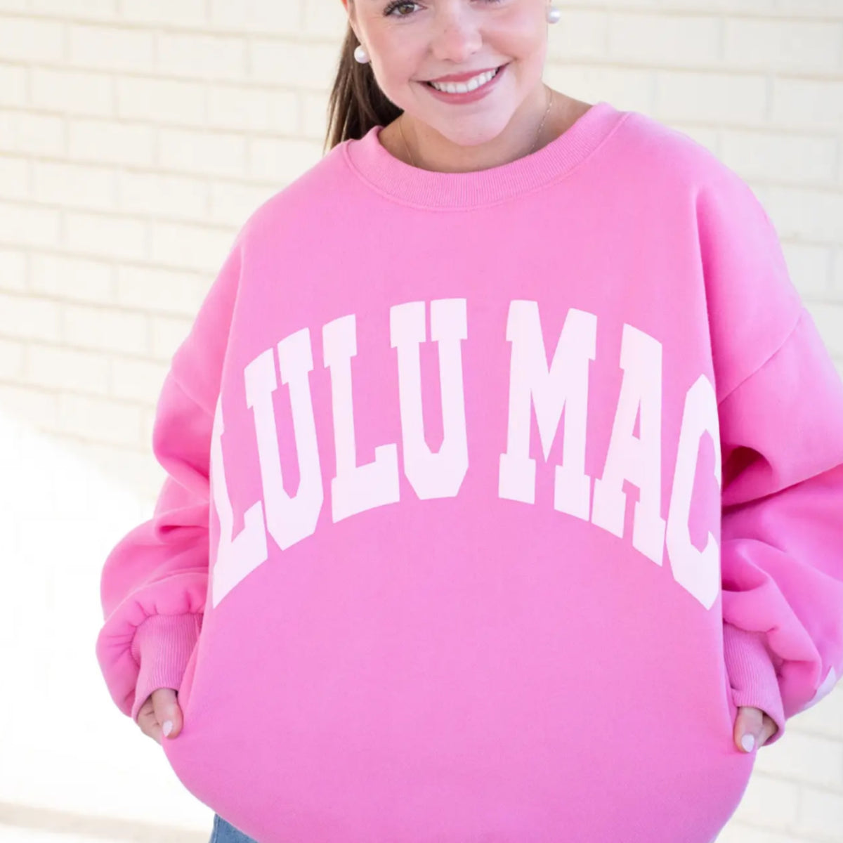 Lulu Mac sweatshirt pink w/ light pink puff