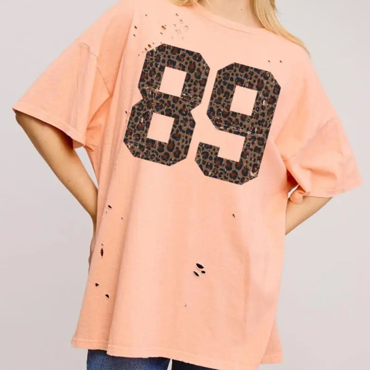 89 leopard oversized vintage graphic seamless tee peach