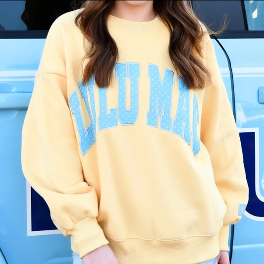 Lulu Mac butter/ light blue polka dot sweatshirt