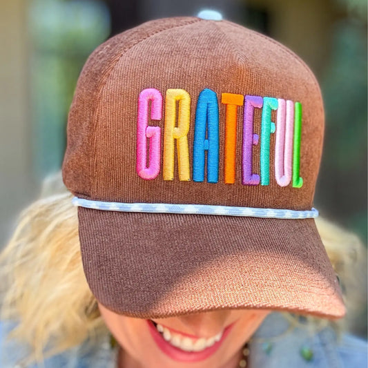 Embroidered baseball cap “Grateful” chocolate brown