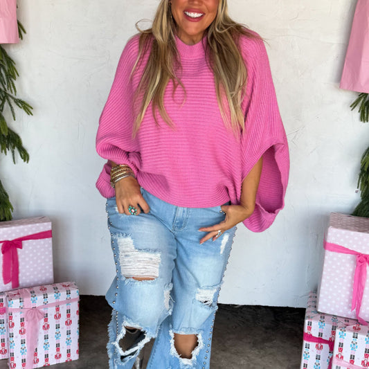 Pullover poncho top - pink