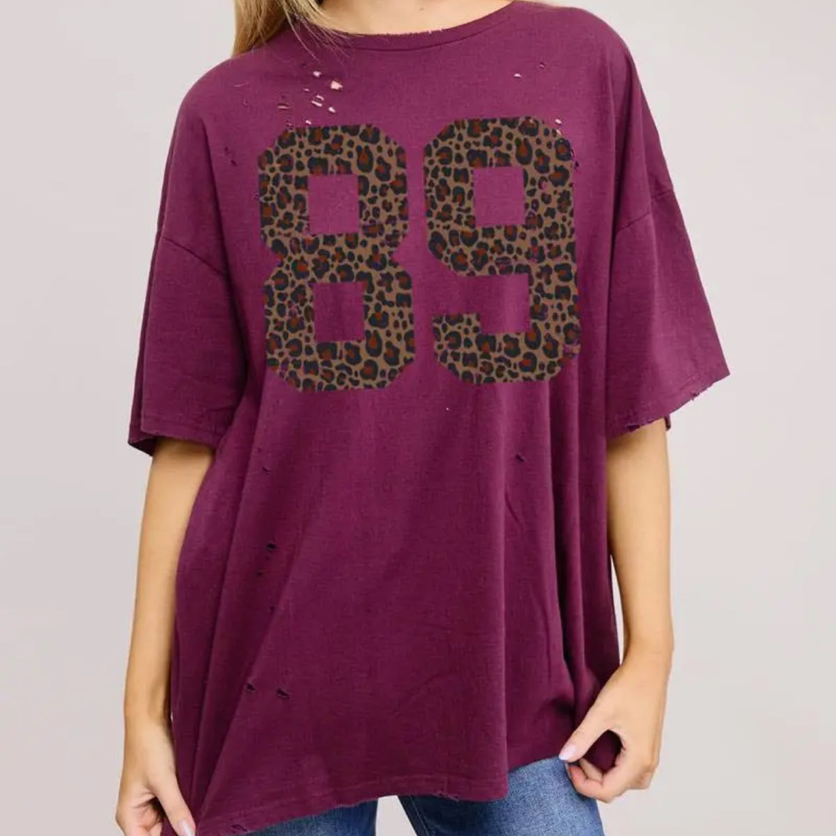 89 leopard graphic oversized seamless tee