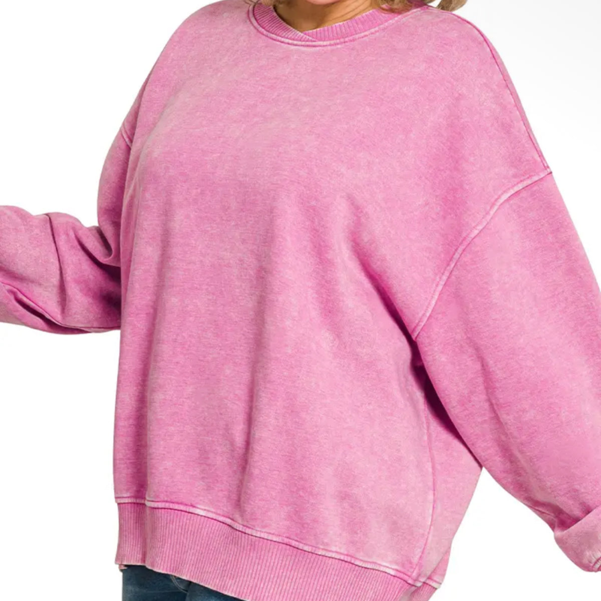Wash fleece oversized pullover Mauve