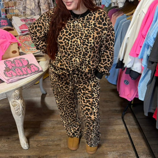 Lulu Mac waffle long sleeve top - leopard