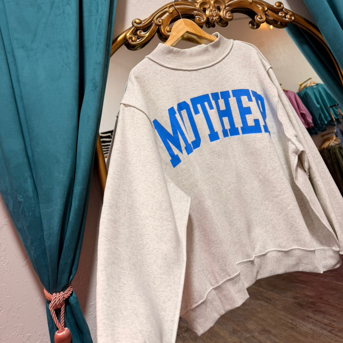 “Mother” mockneck - blue font