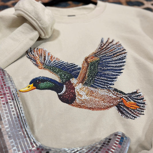 Faux rhinestone duck gildan sweatshirt